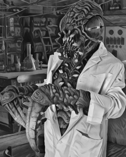 The Horror Dome Lab Experiment Poster -Costume Types Shop EvolveBlackandWhiteHiRes clipped rev 1