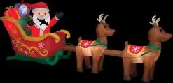 Morris Airblown Santa & Sleigh With Reindeer Large Inflatable Scene