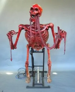 DC PROPS "Bloody Skele-ttack With Head Turn" Skeleton Halloween Animatronic (Includes Bad Breath Spitter)