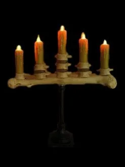 Skeletons And More "Candelabra Table Top Halloween Prop W/ 5 Flicker Candles" Haunted House Lighting
