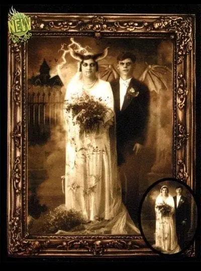 Morris "Changing Portrait - Mr. And Mrs. Gruel" Hanging Halloween Decoration -Costume Types Shop changing portrait mr and mrs gruel hanging halloween decoration 8179942913