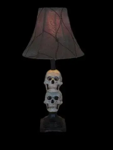 Skeletons And More "Desk Lamp With 2 Mini-Skulls And Antique Shade" Haunted House Lighting 3 Skeletons And More "Desk Lamp With 2 Mini-Skulls And Antique Shade" Haunted House Lighting