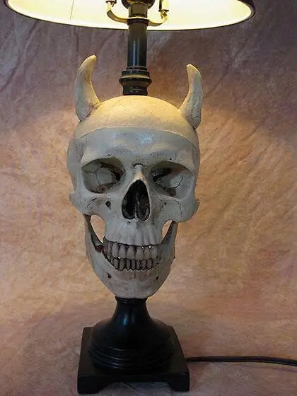 Skeletons And More "Desk Lamp With Devil Skull And Bone Shade" Haunted House Lighting 4 Skeletons And More "Desk Lamp With Devil Skull And Bone Shade" Haunted House Lighting - Image 2