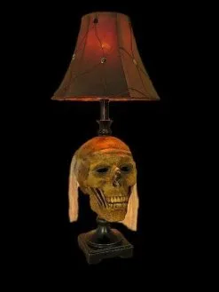 Skeletons And More "Desk Lamp With Life-size Corpse Head And Antique Shade" Haunted House Lighting