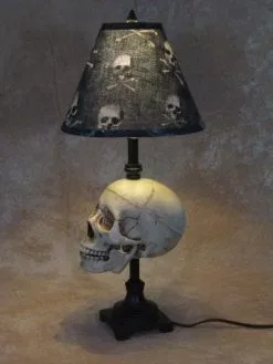 Skeletons And More "Desk Lamp With Life-size Skull And Bone Shade" Haunted House Lighting -Costume Types Shop desk lamp with life size skull and bone shade haunted house lighting 23613604417