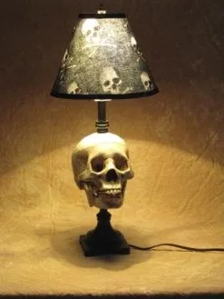 Skeletons And More "Desk Lamp With Life-size Skull And Bone Shade" Haunted House Lighting -Costume Types Shop desk lamp with life size skull and bone shade haunted house lighting 23613608385