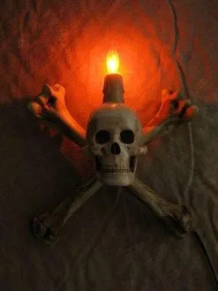 Skeletons And More "Humerus Bone Wall Sconce With 3 Inch Skull" Haunted House Lighting -Costume Types Shop humerus bone wall sconce with 3 inch skull haunted house lighting 23613184193