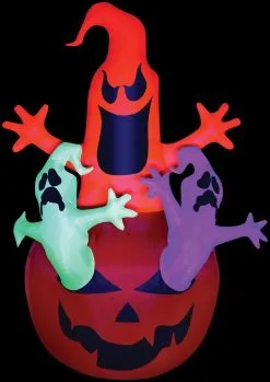 Morris "Pumpkin With Neon Ghost" Air-Blown Inflatable Hallloween Decoration