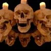 Skeletons And More "Skull Chandelier With 8 Skulls And Flameless Candles" Haunted House Lighting -Costume Types Shop skull chandelier with 8 skulls and flameless candles haunted house lighting 14357430370352