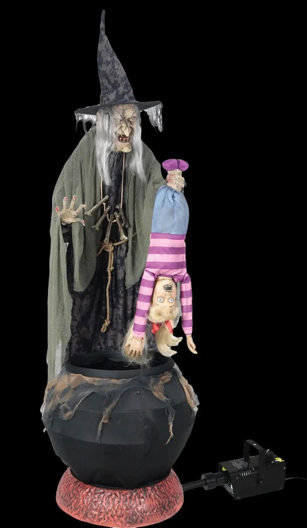 Morris "Stew Brewing Witch With Kid And Fog" Electric Animated Halloween Prop 3 Morris "Stew Brewing Witch With Kid And Fog" Electric Animated Halloween Prop
